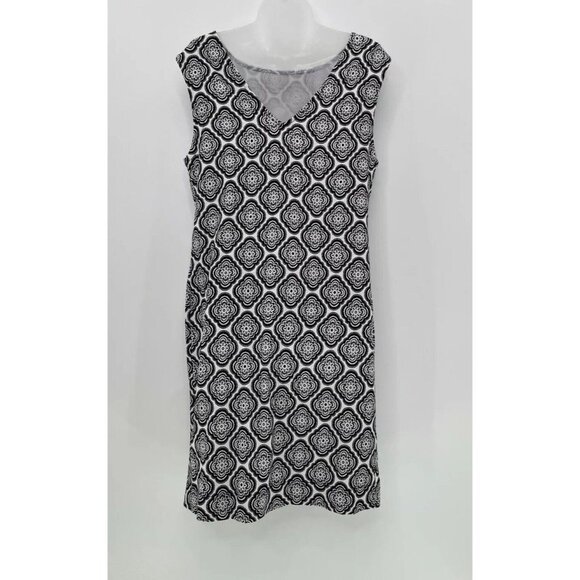 NWT Boden Women’s Sleeveless Jersey Cotton Black White Shift V-Back Dress Sz 8L - Picture 3 of 11